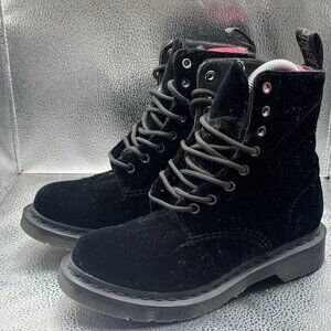 RARE 🚀 Sz 5 Dr.Martens Ribbon Lace-up Boots Women’s US Black 1460 Pascal Velvet